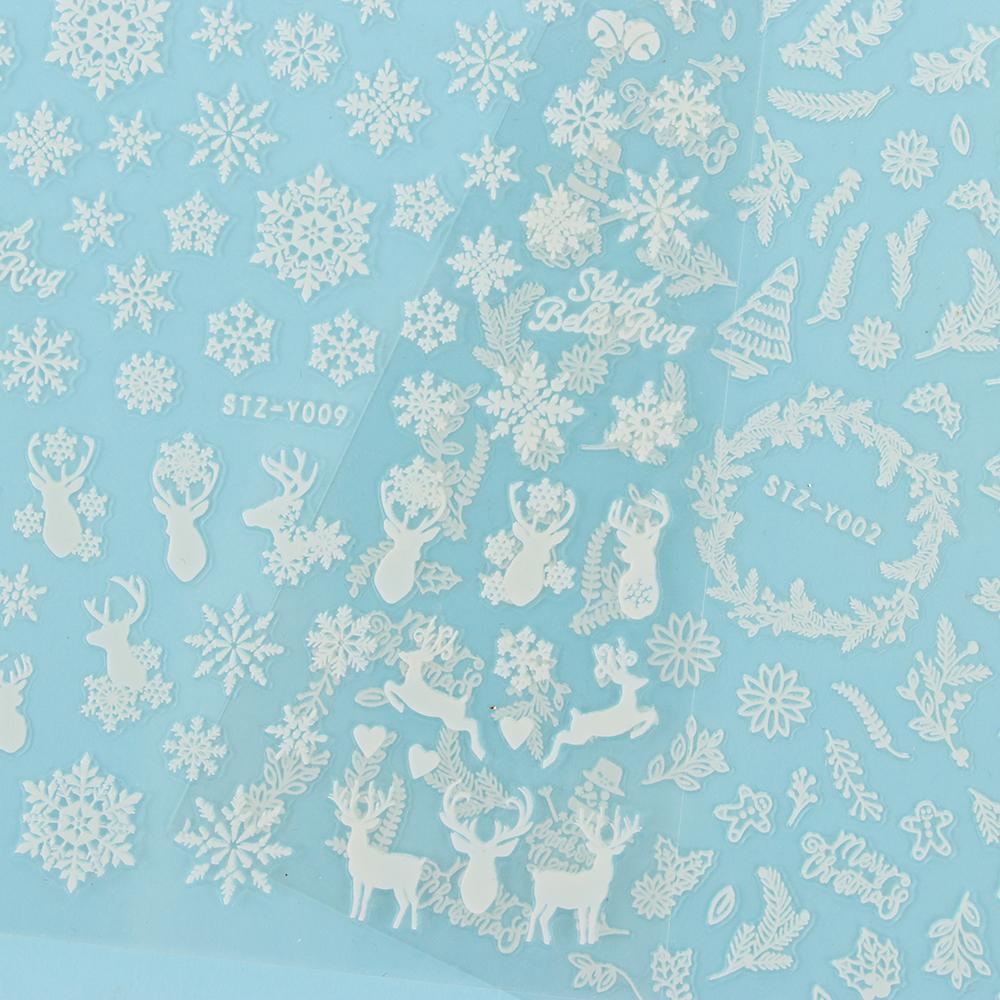 DIY Manicure Glow In The Dark Adhesive Decals 3D Luminous Nail Sticker White Snowflakes Christmas