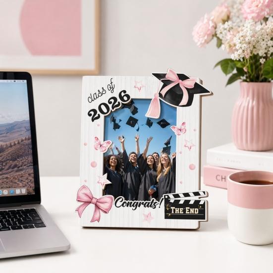 Graduation Memorial Wooden Photo Frame Class of 2026 Solid Wood