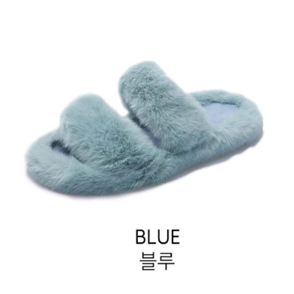 Damen Weiche Plüsch Doppelriemen Hausschuhe Fell Gemütliche Winter Pantoletten