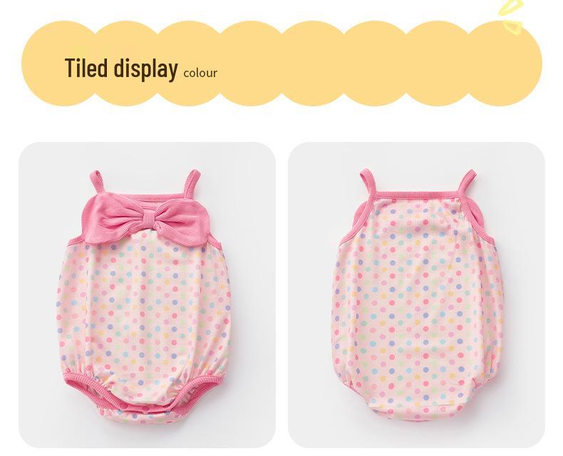 2025 Polka Dot Baby Girl Romper - Summer Bow Sling Bubble Crawling Suit