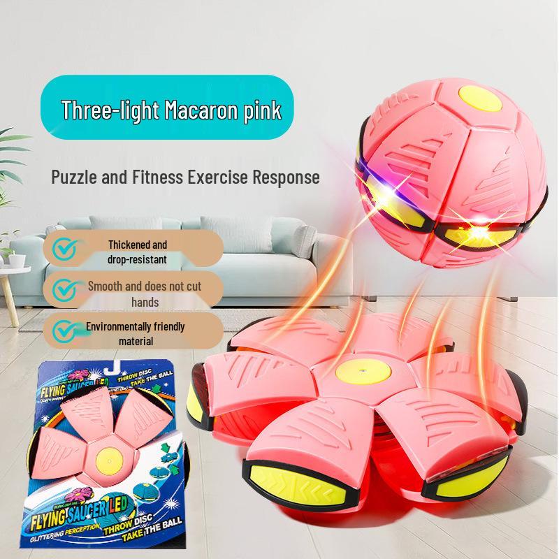 Magic Flying Saucer Ball: Deformable Outdoor Stomp Toy with Lights for Kids