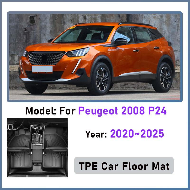 LHD TPE Car Floor Mat For Peugeot 2008 P24 2020~2025 2023 Waterproof Foot Pad Liner Anti-dirty Carpet Rug Interior Accessories
