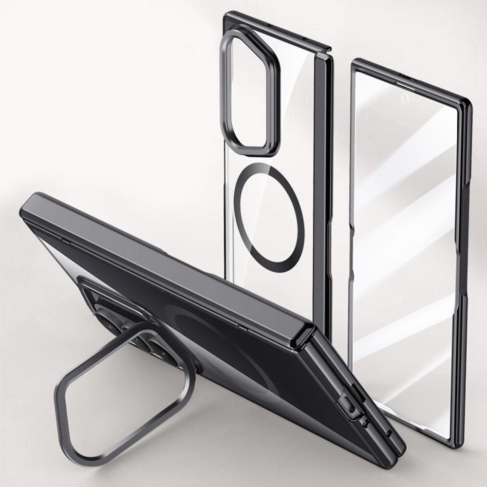 Clear case for Samsung Galaxy Z Fold 8 Ultra, with stand and glass for external screen, for MagSafe, black frame