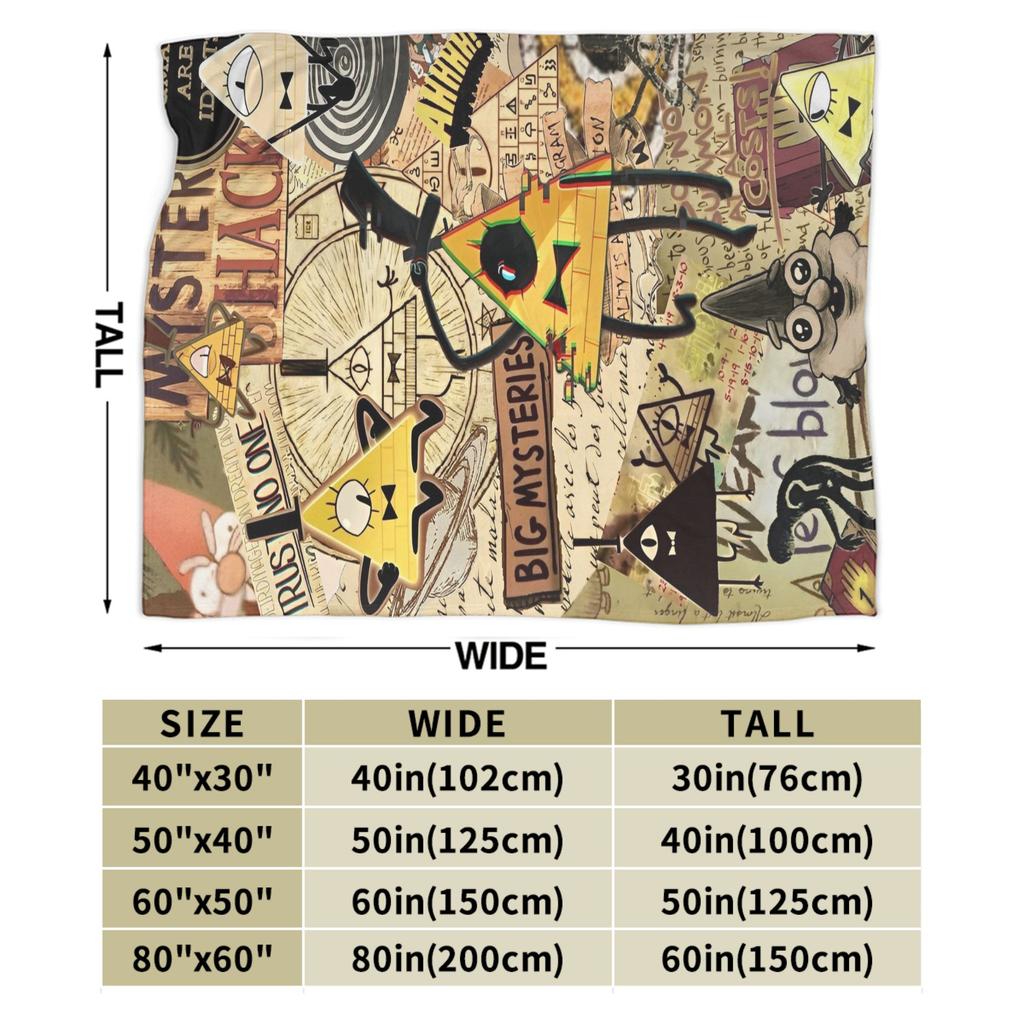 Gravitys Falls Fleece Throw Blanket Bill Cipher Mystery Blankets for Bedding Couch Lightweight Thin Plush Thin Quilt,