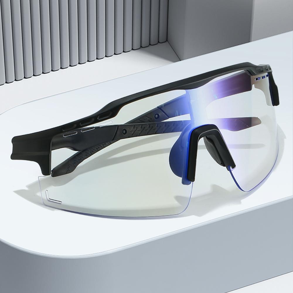 HD PC Blue Light Blocking Photochromic Sunglasses for Men Women Stylish Sports Riding Goggles UV Protection