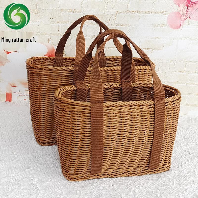 Rattan Woven Handbag - Fruit & Picnic Basket