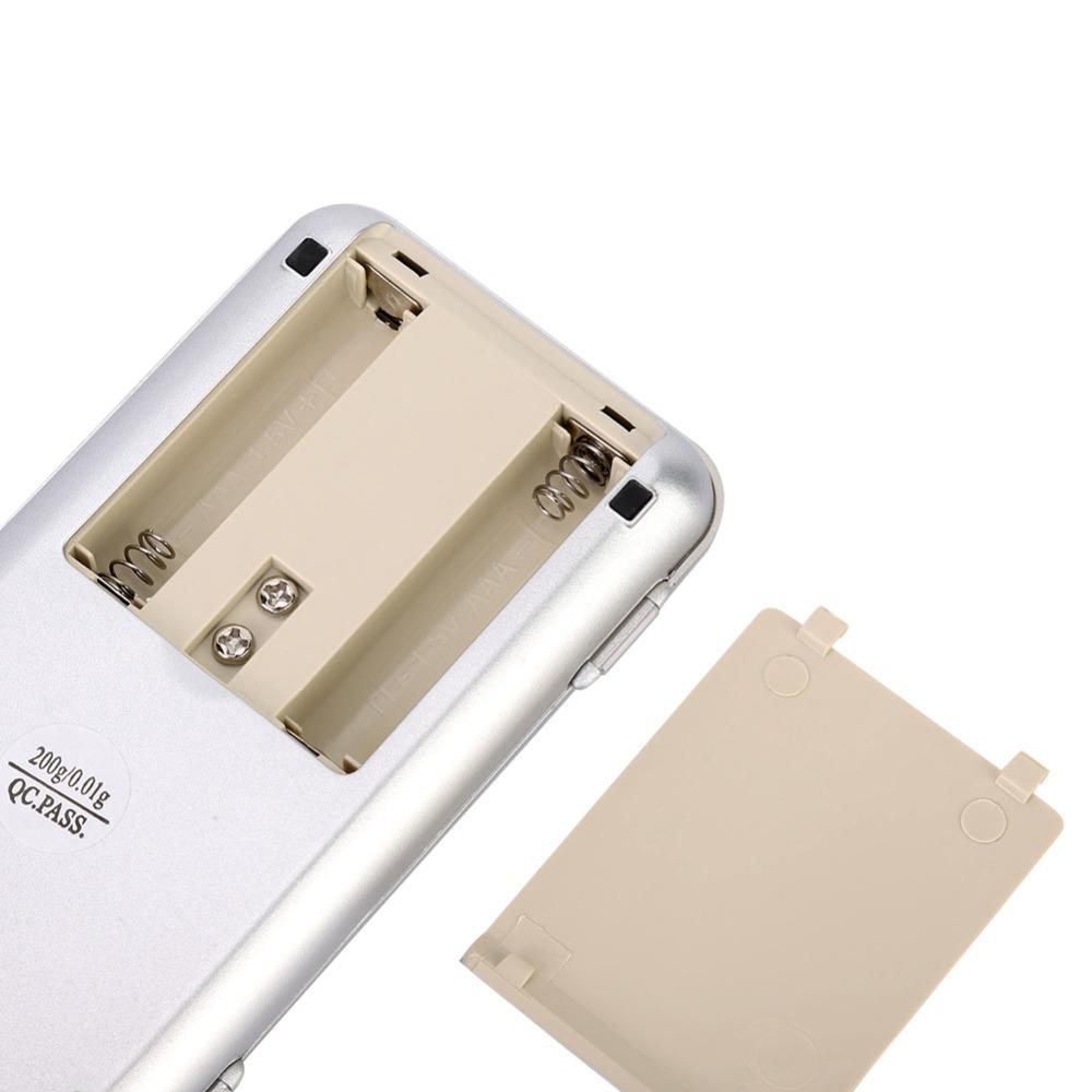 200g x 0.01g Mini Electronic Scale Silver Jewelry Scale Durable Digital Pocket Scale Food Weighing