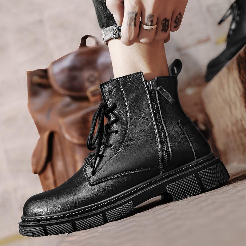 Fashion New Men's Boots 2024 All-match Comfortable Ankle Boots High Quality Side Zipper Sneakers Men Genuine Leather Men Casual Shoes