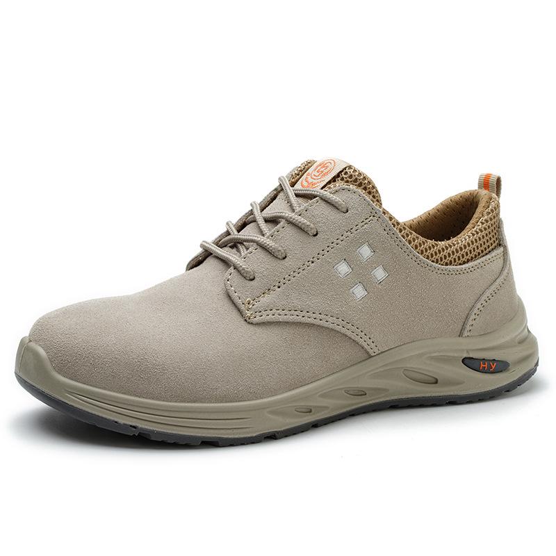 Four Seasons Men s Lightweight Safety Shoes: Soft Sole, Plastic Toe, Anti-Smash, Anti-Puncture, Wear-Resistant for Construction.