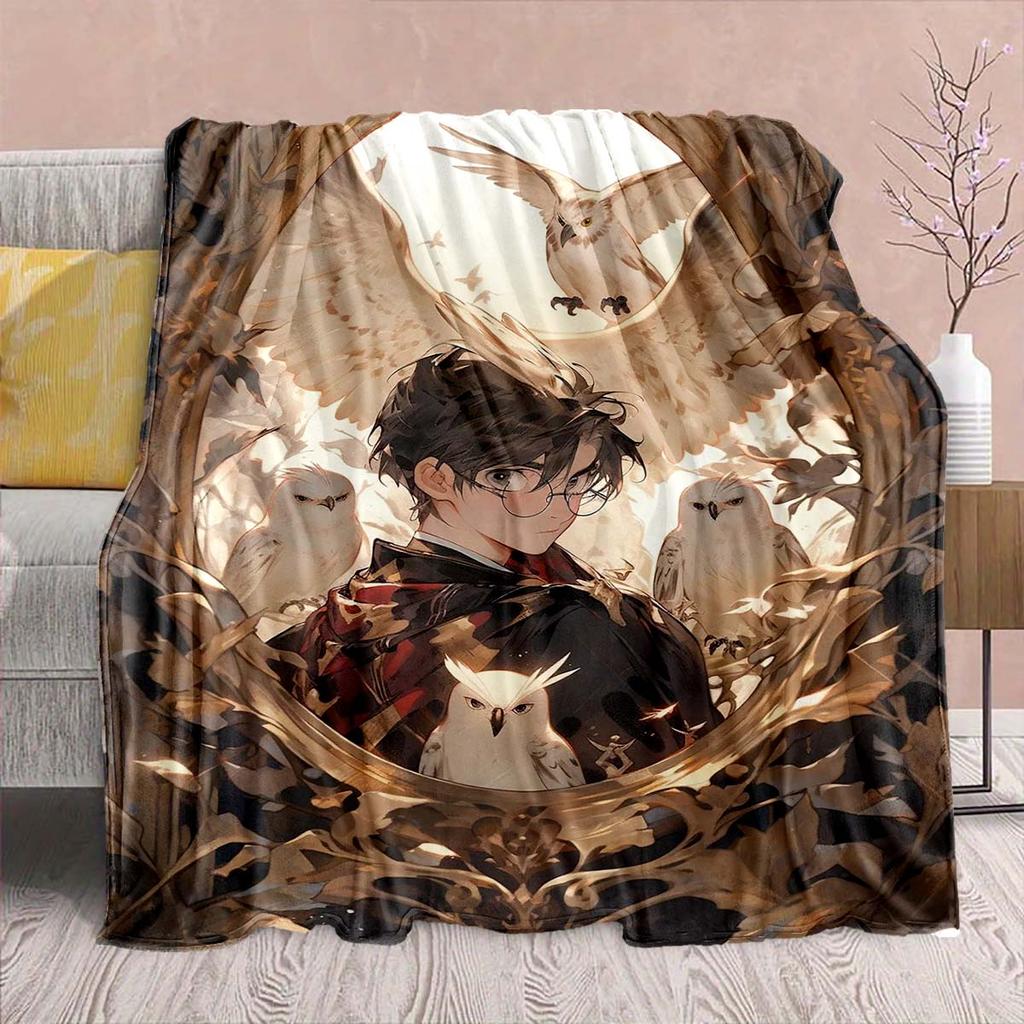 Harry Potter Magic Owl Flannel Blanket - Soft Warm Perfect for Sofa, Bedding Camping Travel Office Home Decor -QJY