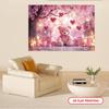 2D Girls Teddy Bear Backdrop, Pink Bear with Hearts & Candles Photography Background for Birthday