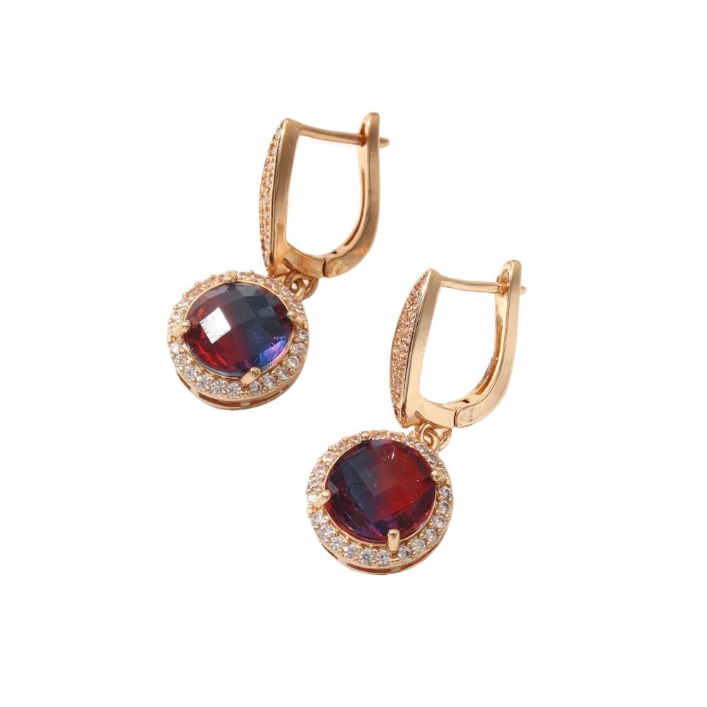 1 pár luxusních oranžových kulatých visacích náušnic pro ženy Náušnice s kubickými zirkony Šperky Příslušenství pro svatební párty