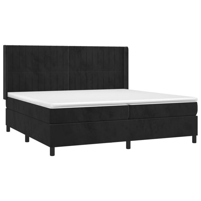 3132821 vidaXL Bed with Box Spring and Mattress Black 200x200 Cm Velvet
