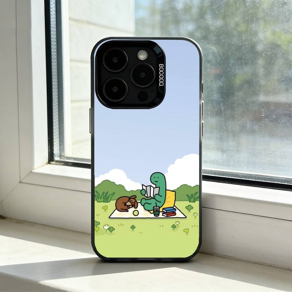 

Cute J-Joguman D-Dinosaurs Phone Case For iPhone 17,16,15,14,13,12,11 Plus,Pro Max,XS,Colored Silver Plated Inside Cover iPhone16promax