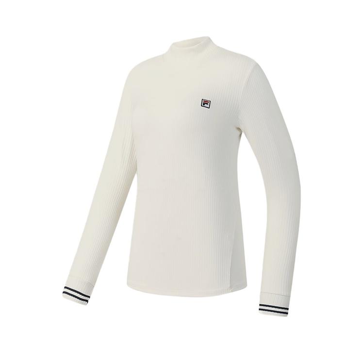 Fila Tennis Solid Color Long Sleeve Polo Shirt Women Tops A11W543219F-WT
