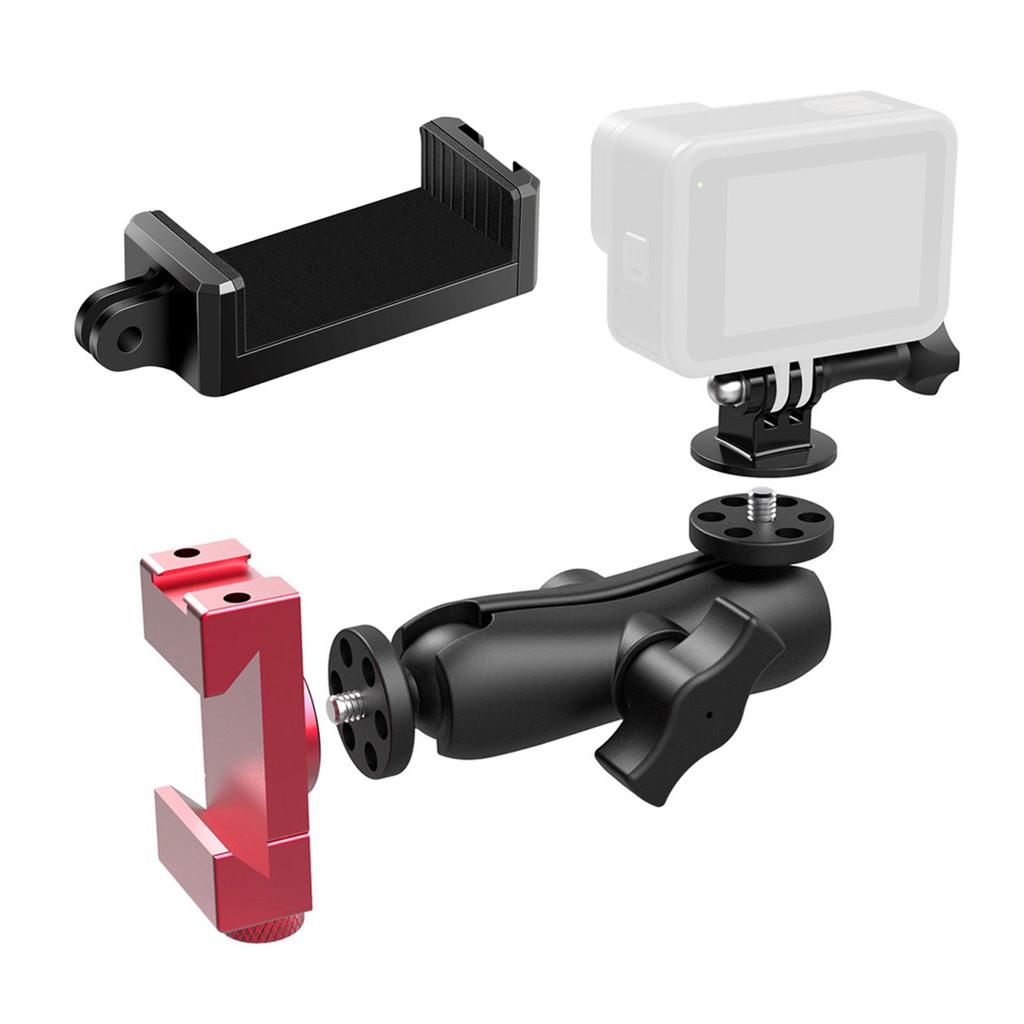 Aluminum Tennis Camera Mount for Smartphone and Action Cameras 360 Degree Adjustable Phone Clamp for Sports Training
