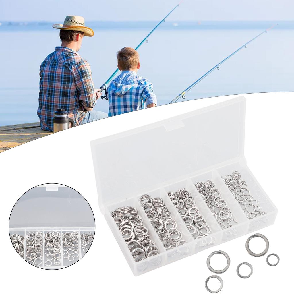 Stainless Steel Split Rings Fishing Double Loop Connectors Tackle Silver Swivel