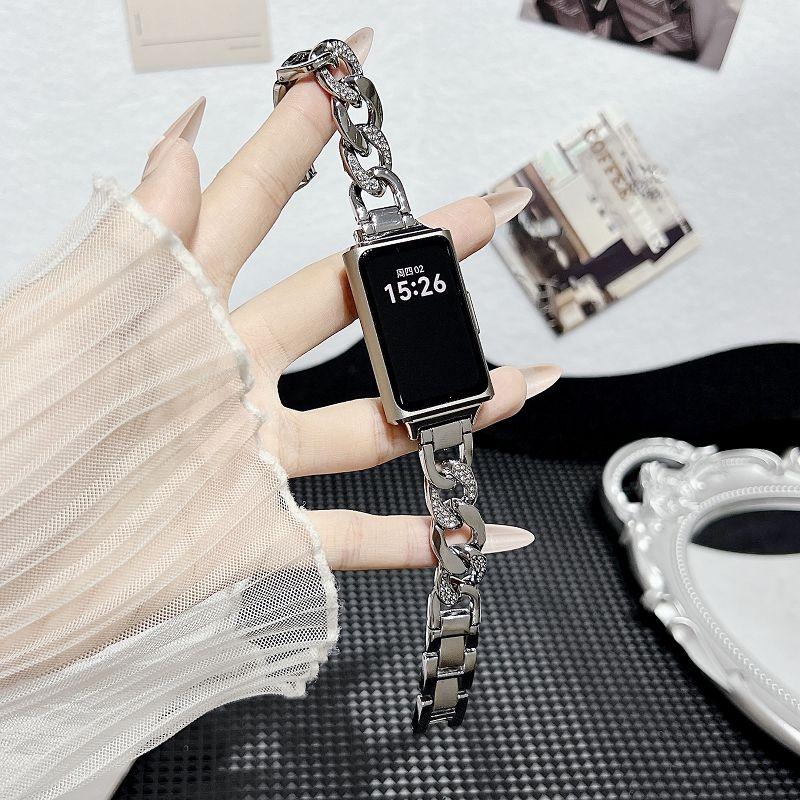 

Bling Diamonds Metal Bands for Huawei Watch Band 11 Wristband Dressy Stainless Steel Strap Bracelet for Huawei Bands 11 Pro for Huawei band 11 серебряный