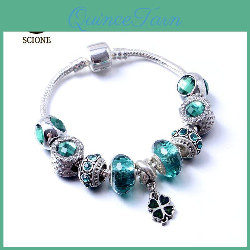 Bracelet Moon Luxy Fresh Small Fourleaf Clover Bracelet Female Large Hole Glass Beads Bracelet