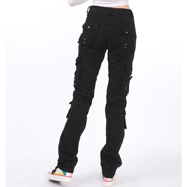JMSHOP Women's Cotton Cargo Pants Leisure Trousers More Pocket Pants Causal Pants