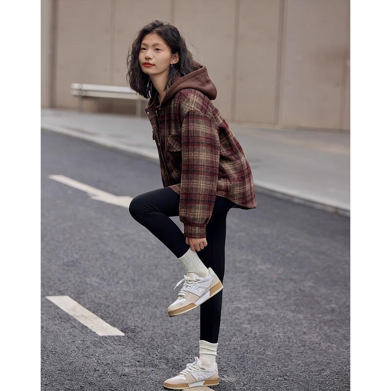 Demana Women's Wool Blend Lined Plaid Hooded Winter Coat