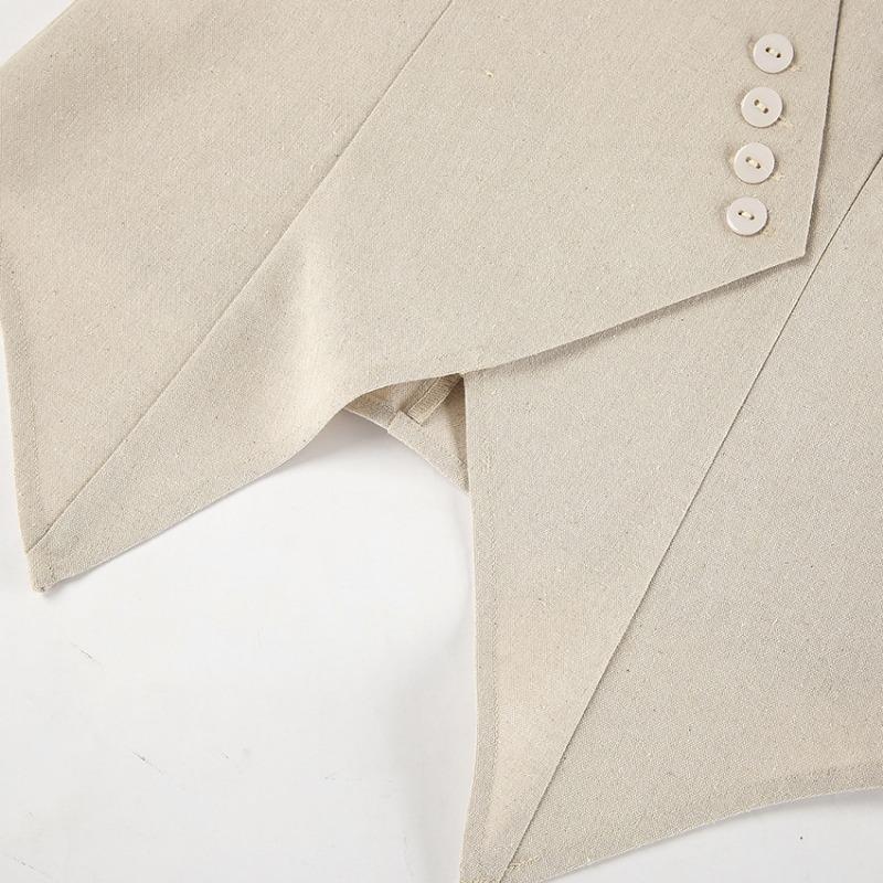 Women's Cotton and Hemp Fabric Set Commuting 2-piece Set V-neck Vest+Loose Wide Leg Pants New Fashion Spring Summer