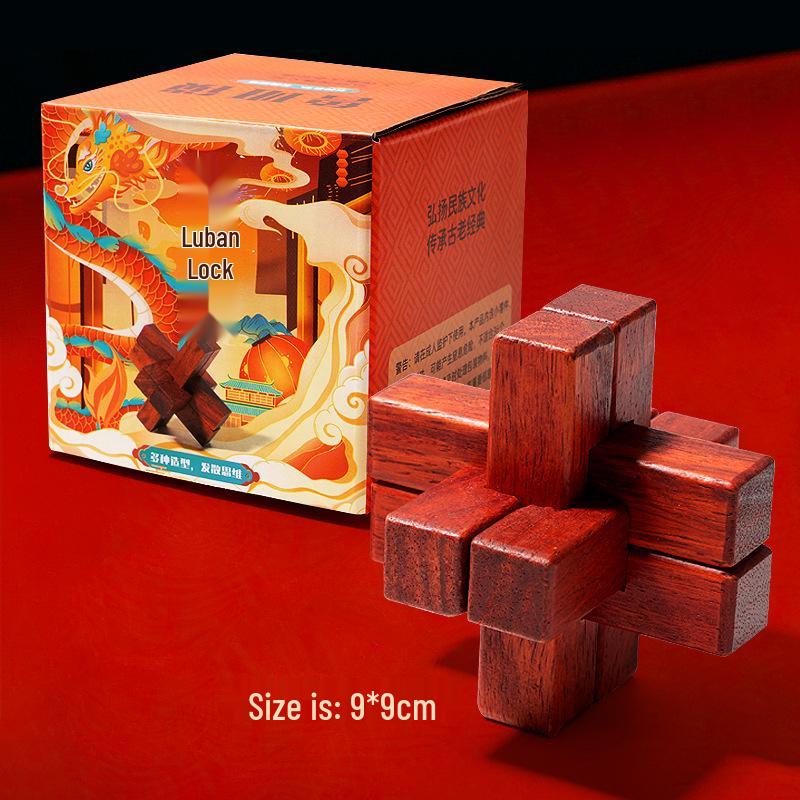 

Children s Wooden Educational Puzzle Set: Rosewood Kongming & Luban Locks