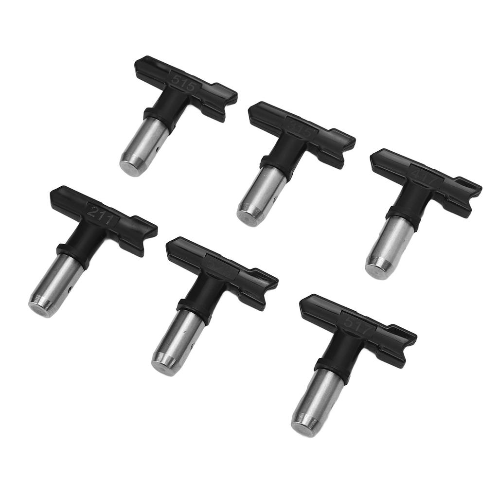 6 Pcs Airless Paint Sprayer Tip Set 211 315 417 515 517 523 Airless Spray Nozzles with 6 Filters and 2 Seats