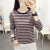 Women's Plus Size Striped Long Sleeve Cotton T-Shirt - Autumn Collection for Middle-Aged Moms