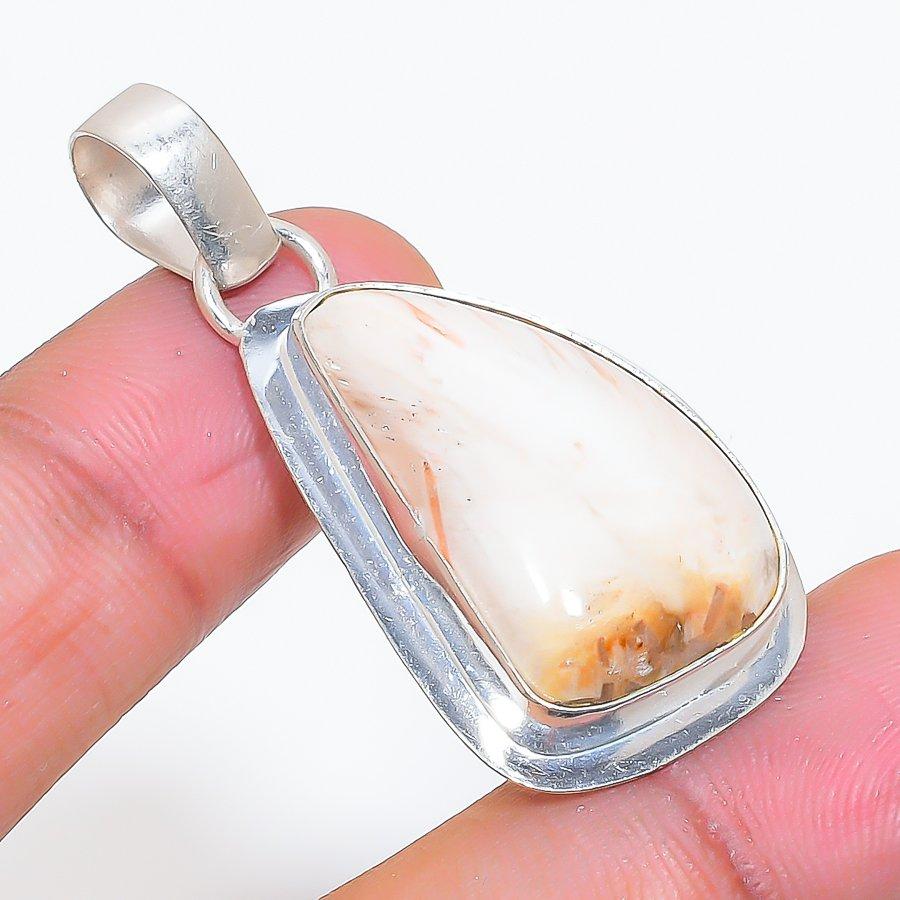 Natural Scolecite Gemstone 925 Sterling Silver Jewelry Pendant 1.62" ZS-74