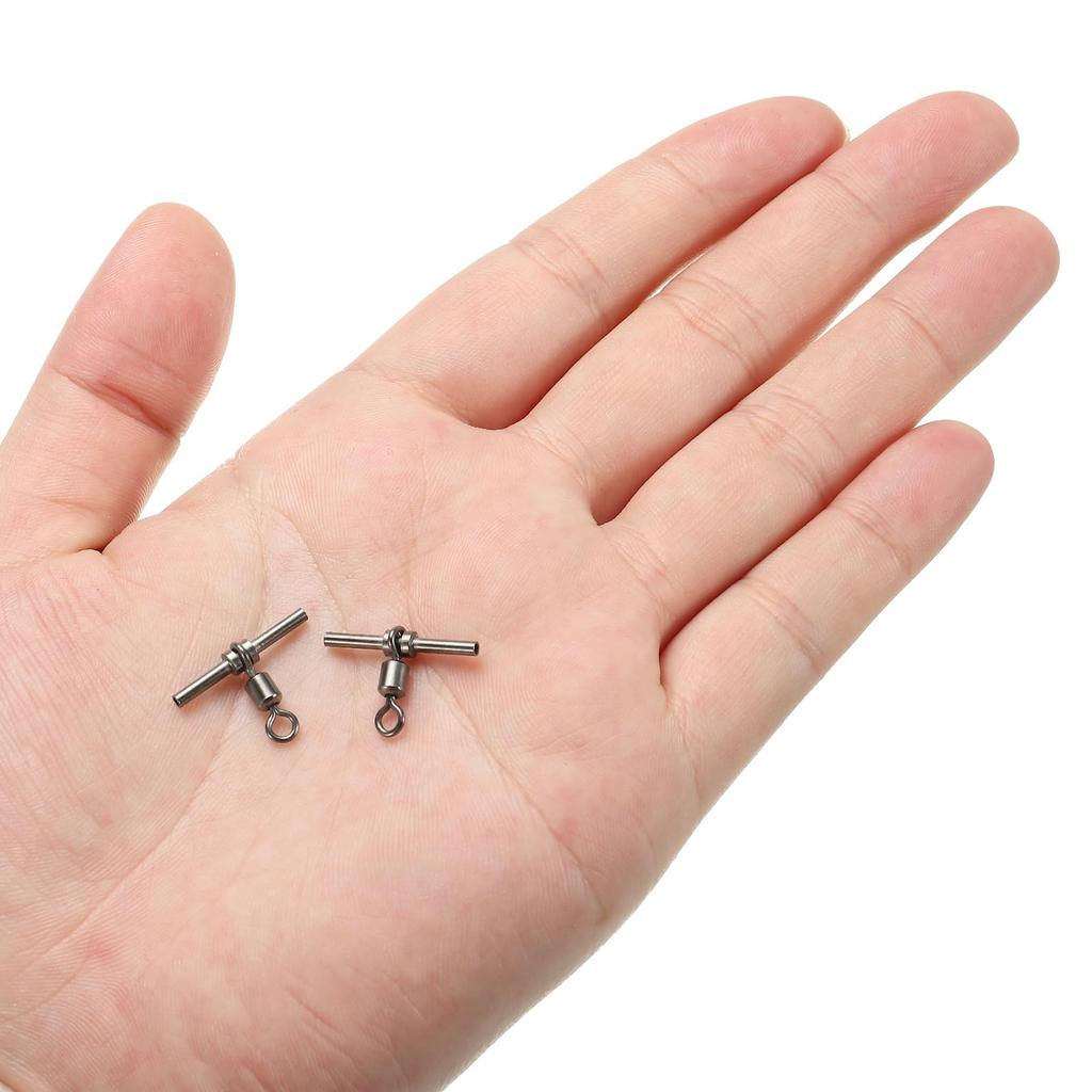 PATIKIL 70lb Angel Messing Wirbel Wirbel für Süß- und Salzwasser Wirbel, 50er-Pack, 3-Wege T-förmige Hülsen, Hochfeste Cross-Line Rigs, (5 #)