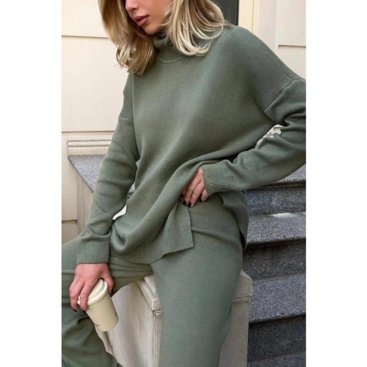 Autumn Winter Women Loose Knit Sweater High Neck Warm Comfortable