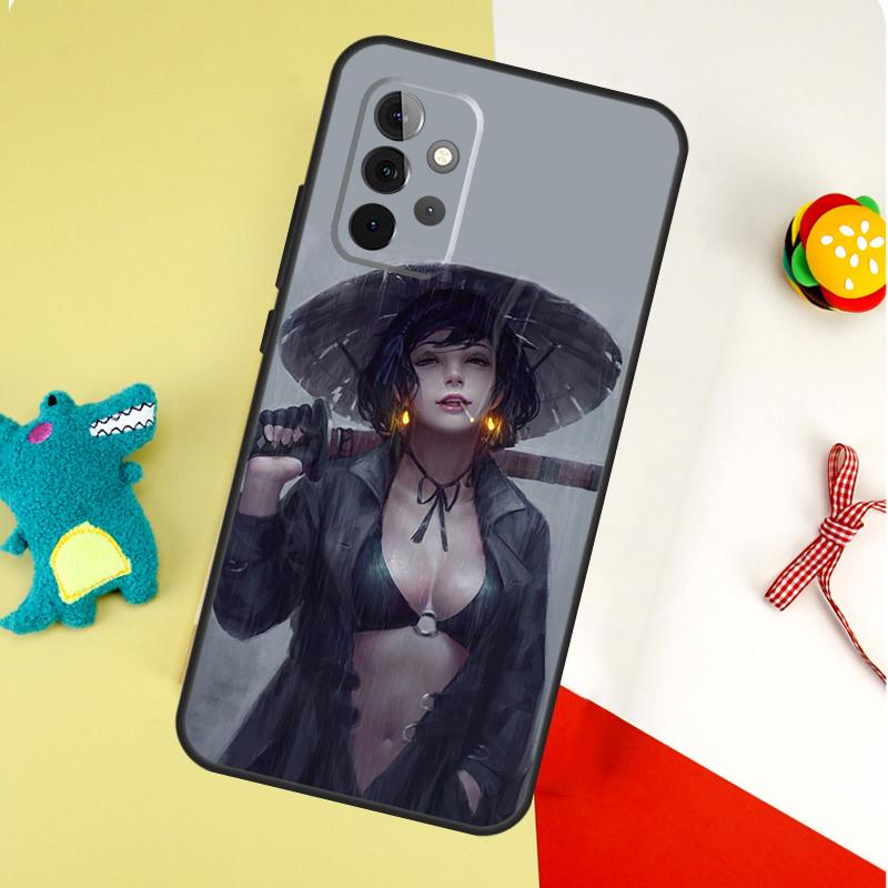 Anime Girl Samurai For Samsung Galaxy A22 A32 A52 A54 A34 A14 A55 A35 A15 A53 A33 A13 A05 A06 A16 Phone Case