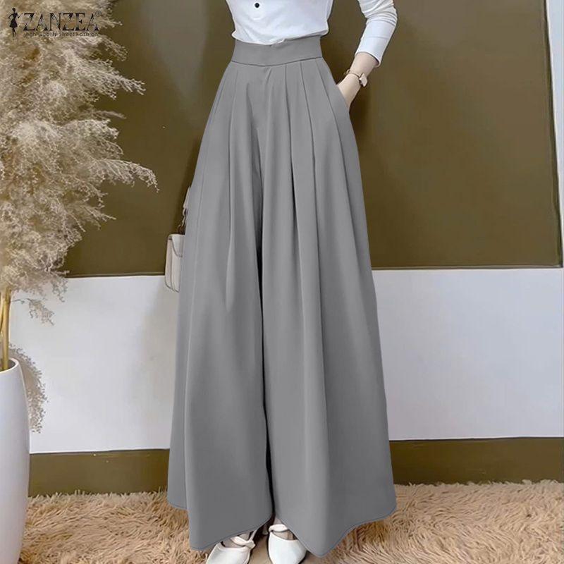 ZANZEA Women Casual Elastic Waist Loose Cropped Pants