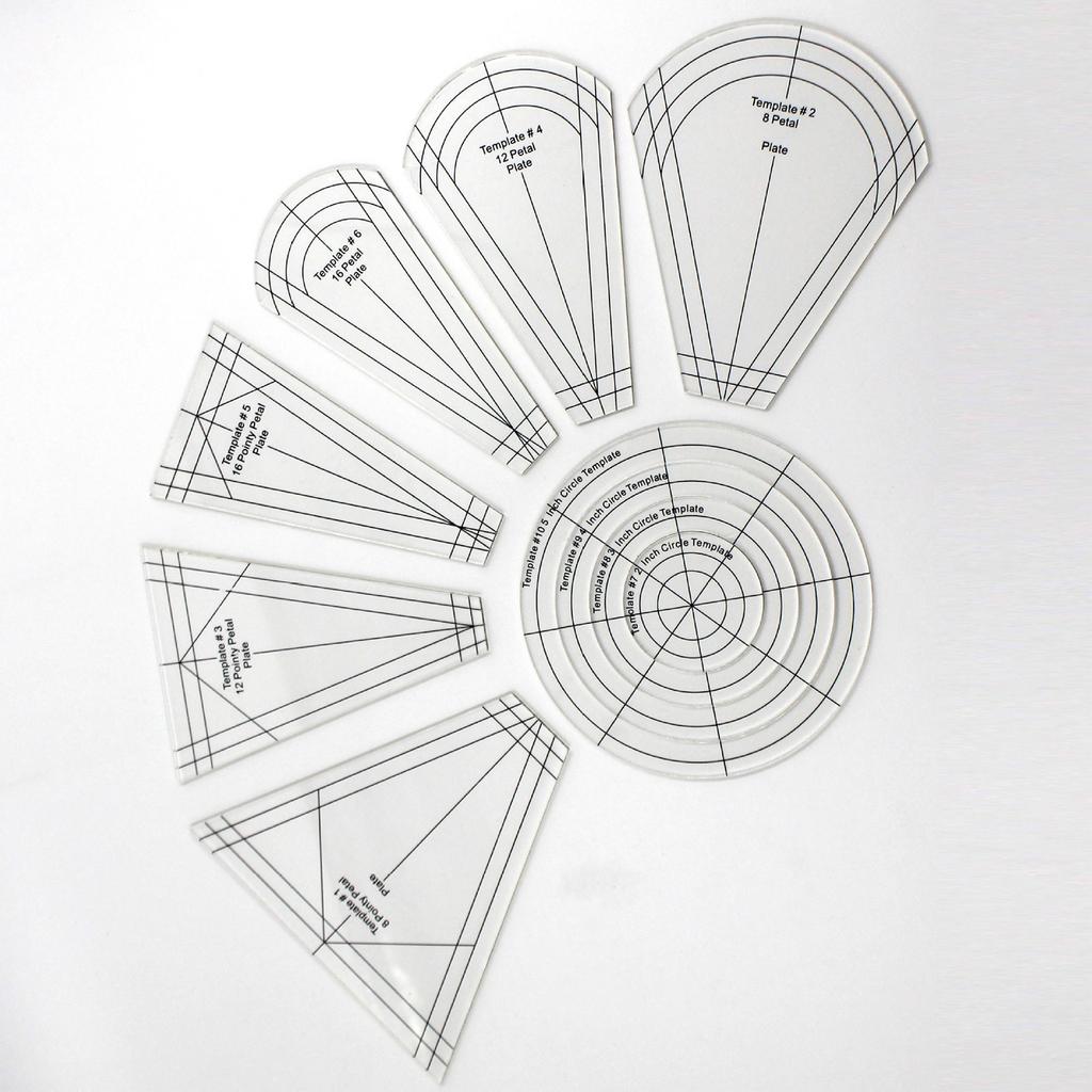 10 Pcs Quilting Template Ruler Multifunctional Regular Plate Template Acrylic Clear Patchwork Ruler for Sewing Quilting
