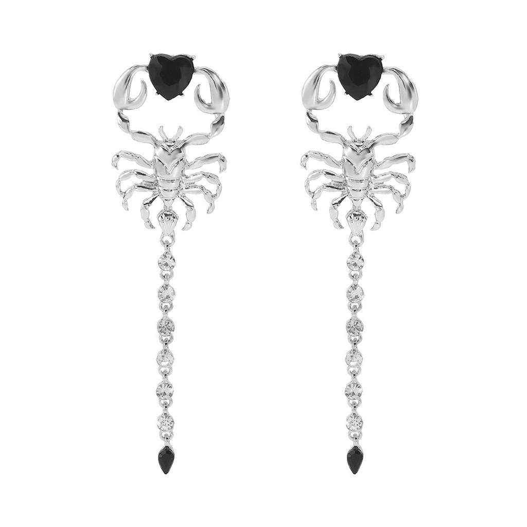 Trend Halloween Popular Earrings Creative Design Scorpion Element Diamond Alloy Earrings