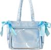 Seraphim Satin Ita Bag with Side Ribbons, Transparent, Clear, Show-Off Bag for Otaku Activities, ITABAG, Sax, Light Blue, and Blue [Parallel Import]