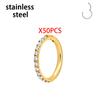 1/10PCS Stainless Steel Nose Ring Septum Clicker Hoop Earrings For Women Piercing Body Jewelry Lip Ring Zircon Hinged Segment