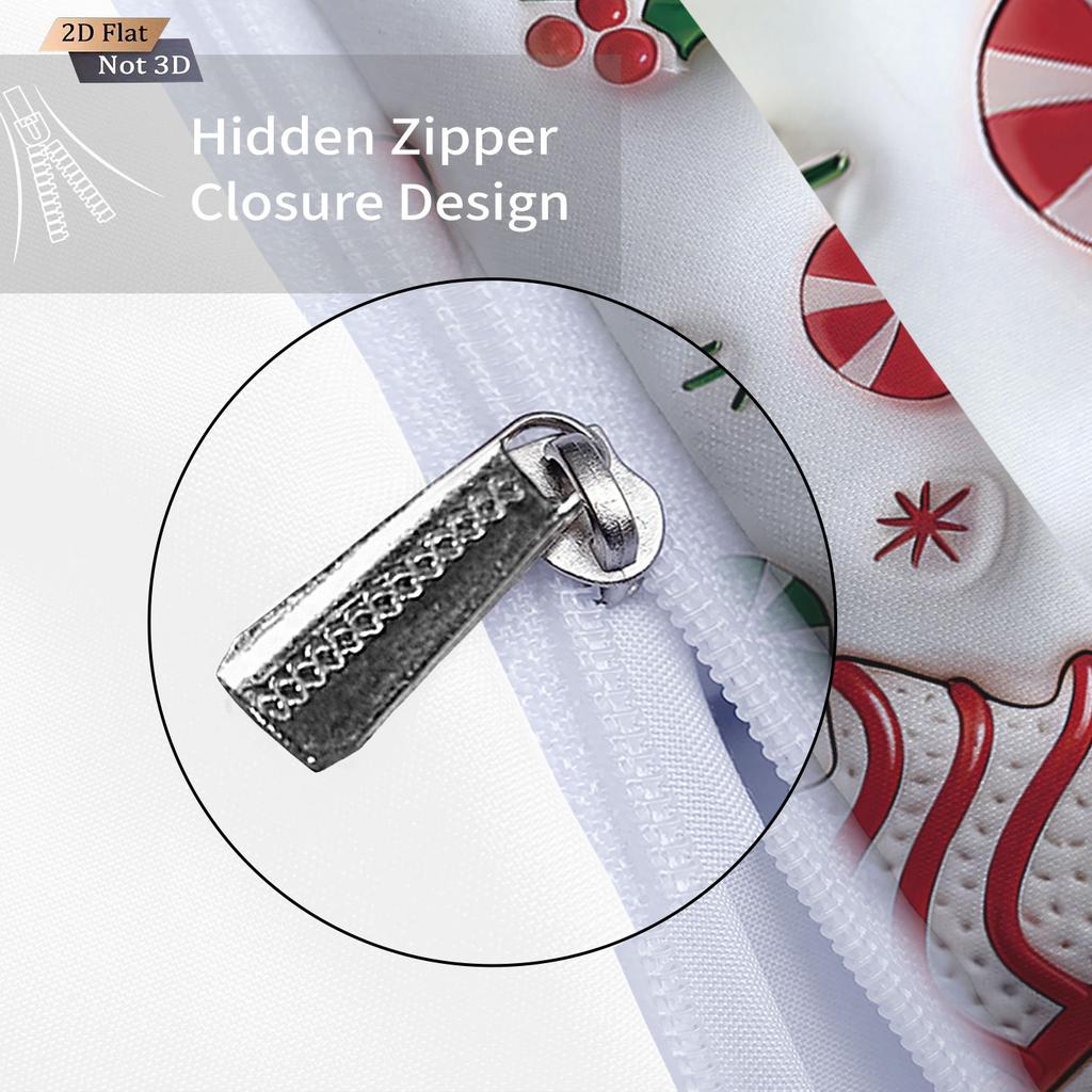 3pcs Red Christmas Tree Printed Coreless Bedding Set Comfortable Multi Size Bedroom and Dormitory Duvet Covers, Machine Washable