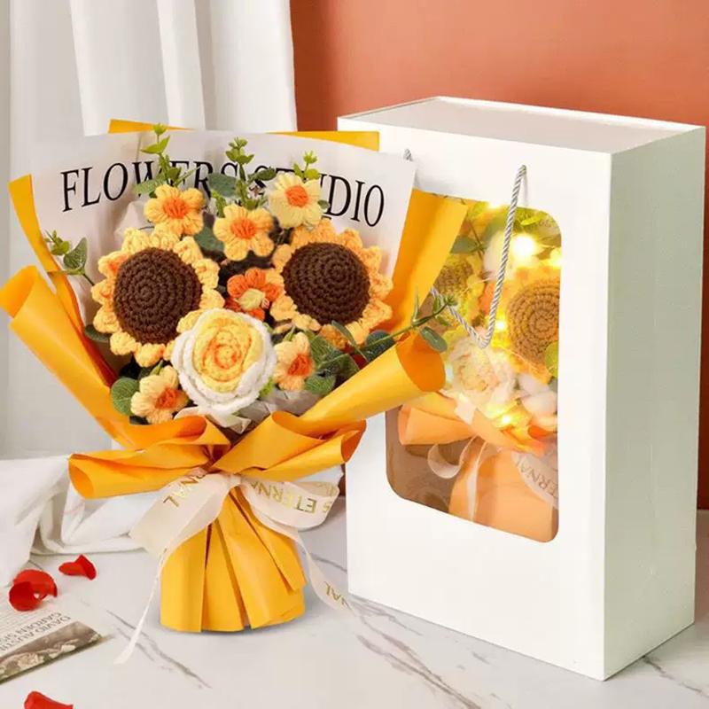 Crocheted Flower Bouquet Knitted Flowers Artificial Flowers Graduation Bouquet Party Supplies Mother's Day Gift Wedding Gifts