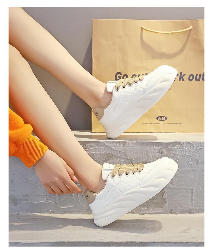 Spring 2025 Women's Sneakers: Versatile, Casual Korean Style Flat Sports Shoes in White A02