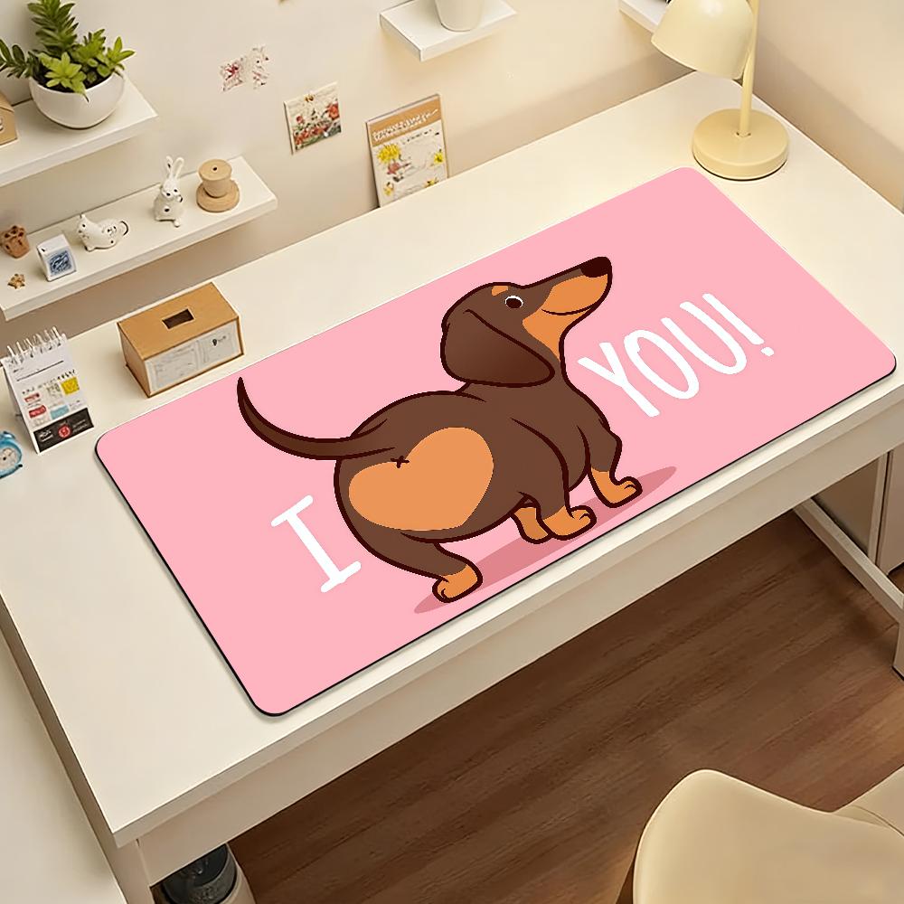 Cute Dachshund Cartoon Puppy MousePad Nonslip Locking Edge PC Laptop Accessories Rubber Office Keyboard Large Game XXL DeskMat
