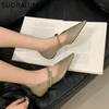 Fashion SUOJIALUN 2025 Spring New Women Flat Shoes Fashion Square Low Heel Outdoor Dress Boat Shoes Pointed Toe Slip On Casual Ballerina