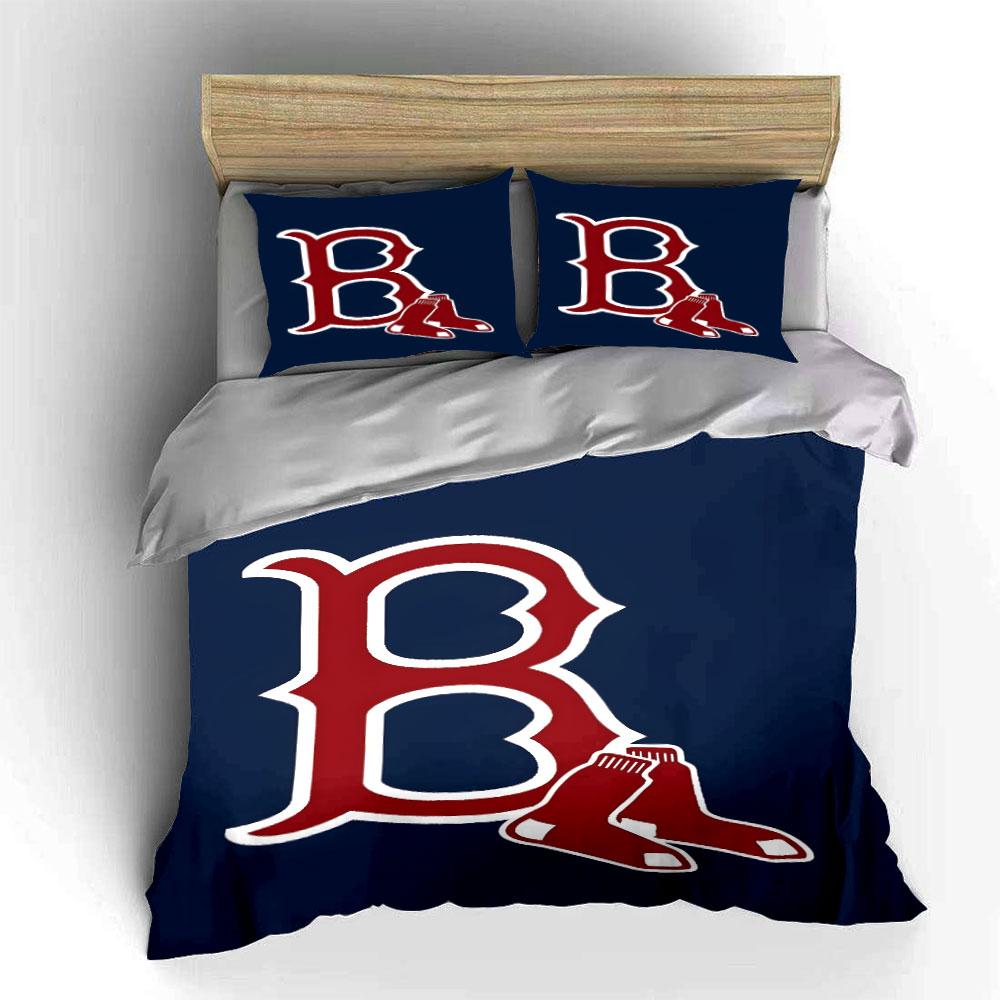 Red Letter "B" with Red Socks Logo Print Bedding Set Duvet Cover Pillowcases (1* Duvet Cover 2* Pillowcases Do Not Include Comforter)
