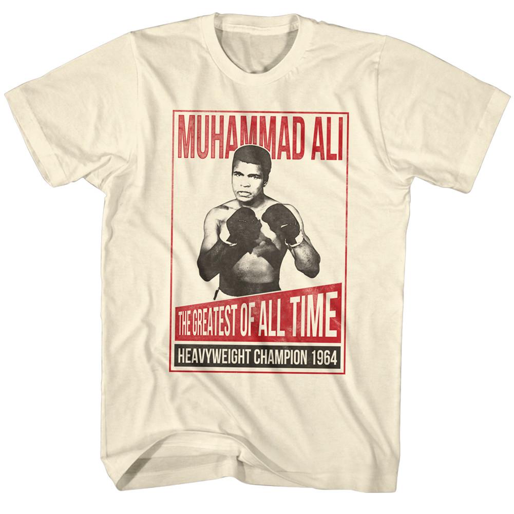 Muhammad Ali Vintage Boxing Fight Poster Mens T Shirt Heavyweight Champion Ivory M