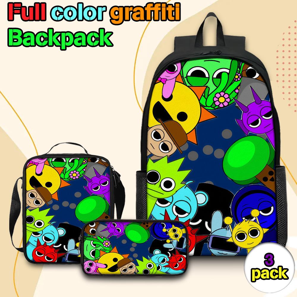 Sprunki Rhythm Box Backpack Primary School Third and Fourth Grades Lightweight Student School Bag L