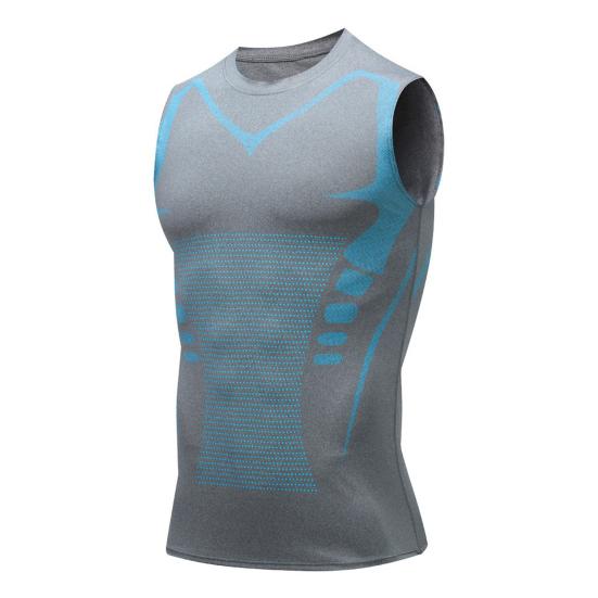 Men Fitness Vest Round Neck Sleeveless Sport Tops Breathable Fabric Camisole Vitality Enhancing Body Shaper