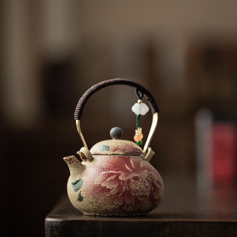 Blue and White Flint Red Ceramic Beam Pot, National Color and Natural Fragrance, Household Teapot Filter Single Pot