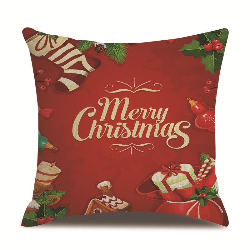 Christmas Bedroom Single-sided Pillowcase Living Room Linen Car Pillowcase Sofa Pillowcase Bedside Cushion Cover