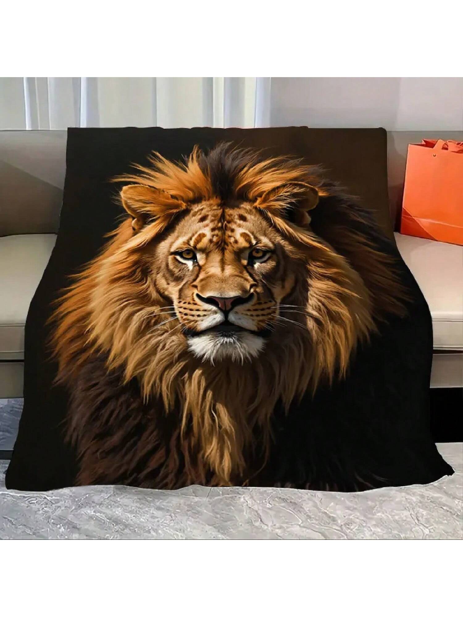 

1 шт. Фланелевое одеяло Король Лев Флисовое одеяло - Уютный мягкий плед для дивана и декора кровати 75X95CM серый